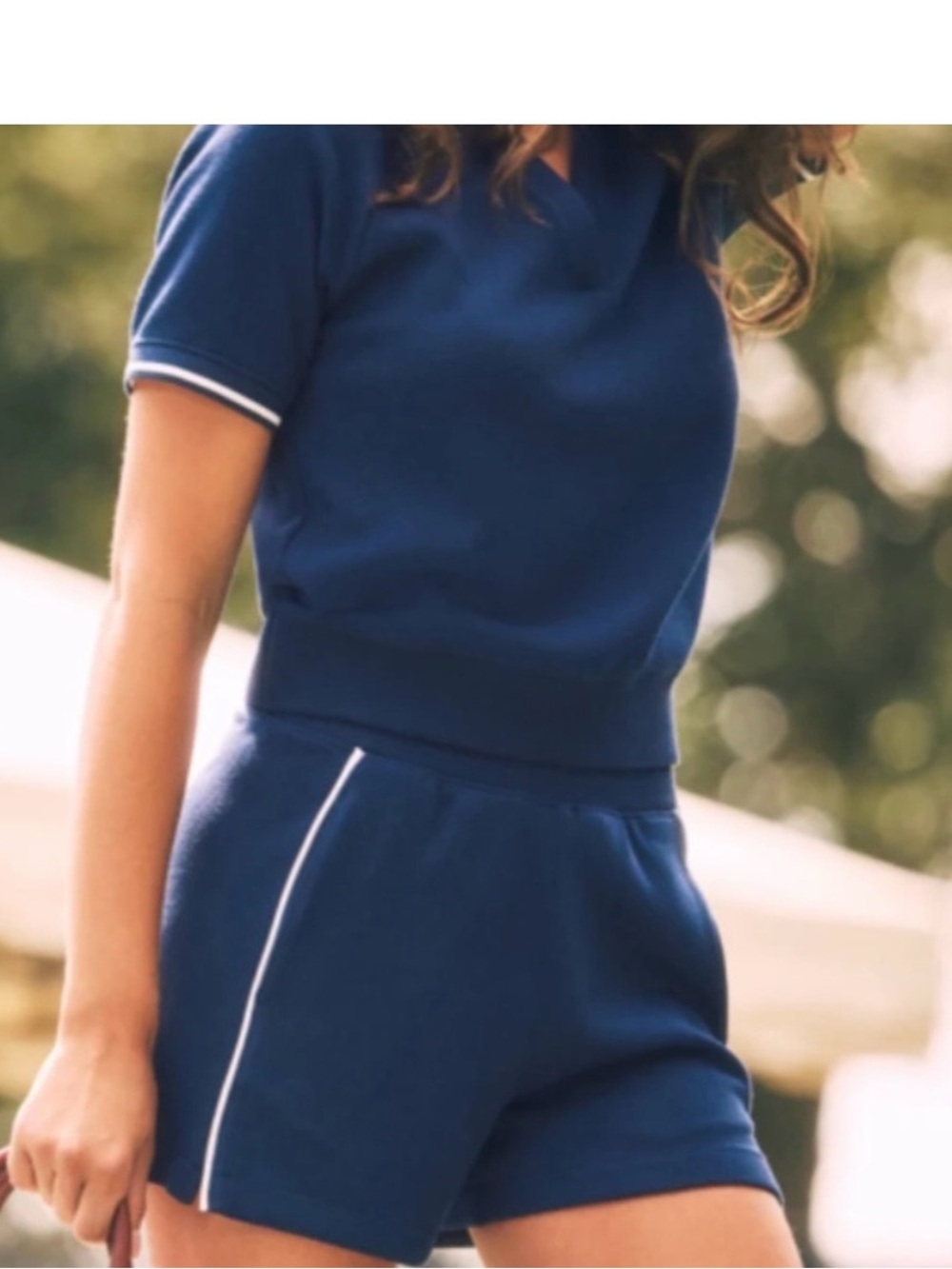 SPANX Navy shorts with White Piping